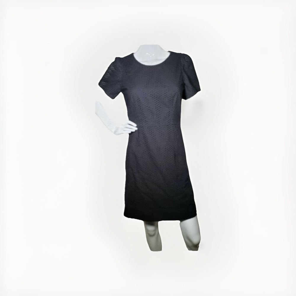 J Crew Black Eyelet Lined Zippered Short Sleeve Dress Shift Cotton Plus Size‎ 20